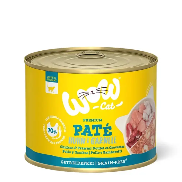 WOW Cat Adult Paté Chicken & Prawn - Пастет за котки с пилешко и скариди - консерва 200 г