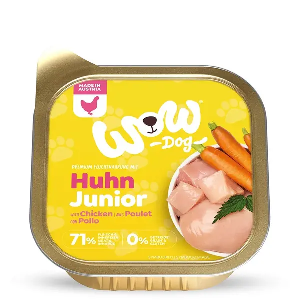WOW Dog Puppy chicken with carrots and nettle -  Пастет за подрастващи кученца с пилешко, моркови и коприва - 150 г