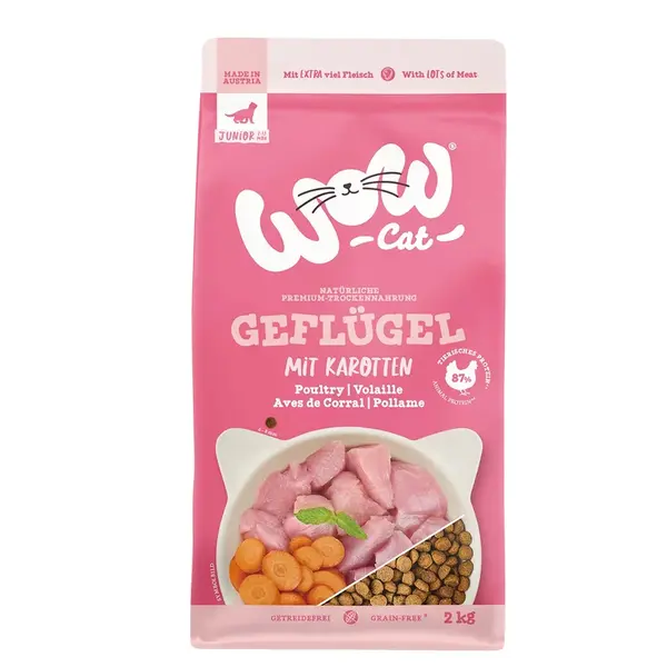 WOW Cat Junior Poultry with Carrots  - Суха храна за котенца с птиче месо и моркови - 325 г