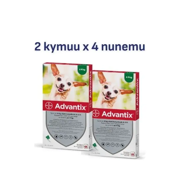 Bayer Advantix Spot On до 4 кг - 2 КУТИИ x 4 ПИПЕТИ
