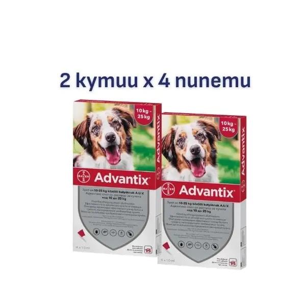 Bayer Advantix Spot On 10-25 кг - 2 КУТИИИ х  4 ПИПЕТИ