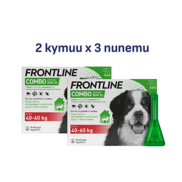 Frontline Combo Spot on XL - противопаразитна пипета за кучета 40-60 кг. - 2 КУТИИ х 3 ПИПЕТИ