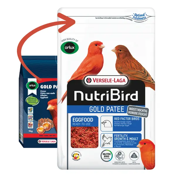 Versele-Laga Gold Patee Red Canaries - мека яйчна храна за червени канари и други птици с червено оперение - 1 кг