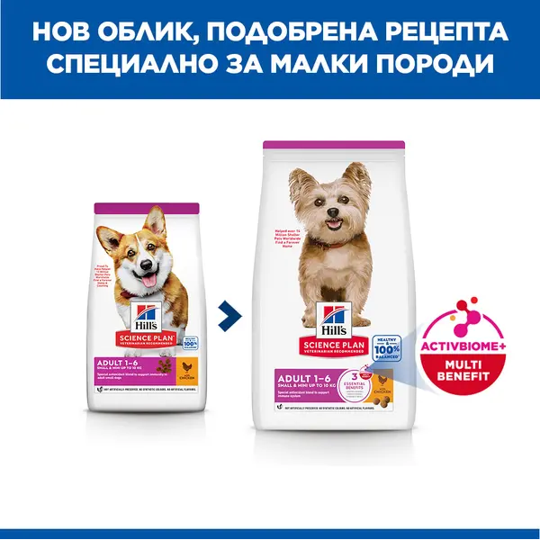 Hill's Science Plan Small & Mini Adult Chicken - Пълноценна суха храна кучета от малки породи над 1 година с пилешко - 3 кг