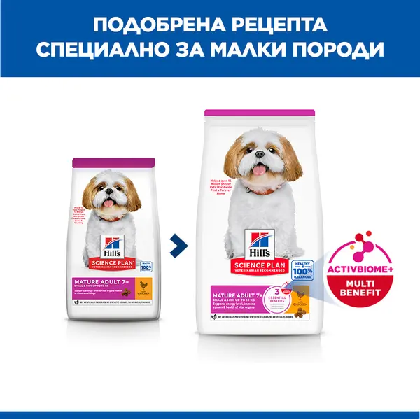 Hill's Science Plan Canine Small&Mini Mature 7+  Chicken - суха храна за възрастни кучета от малки породи над 7 години с пилешко - 3 кг