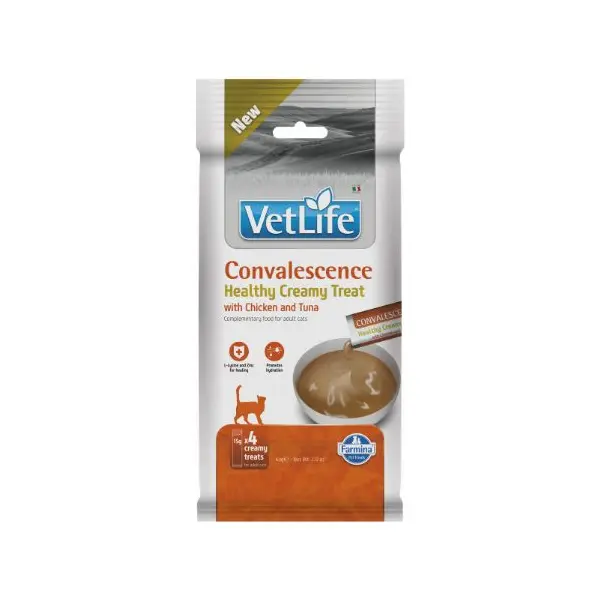 Vet Life Convalescence Healthy Creamy Treat with Chicken & Tuna - Кремообразни лакомства за котки с пилешко и риба тон - 4х15 г