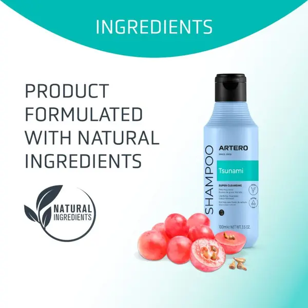Artero Tsunami Shampoo - Супер почистващият шампоан, който щади кожата, 100mL