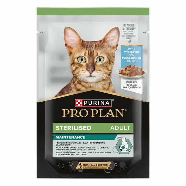Pro Plan Adult Cat Sterilised White Fish in Gravy - Пауч за кастрирани котки в зряла възраст с бяла риба в сос 85 г
