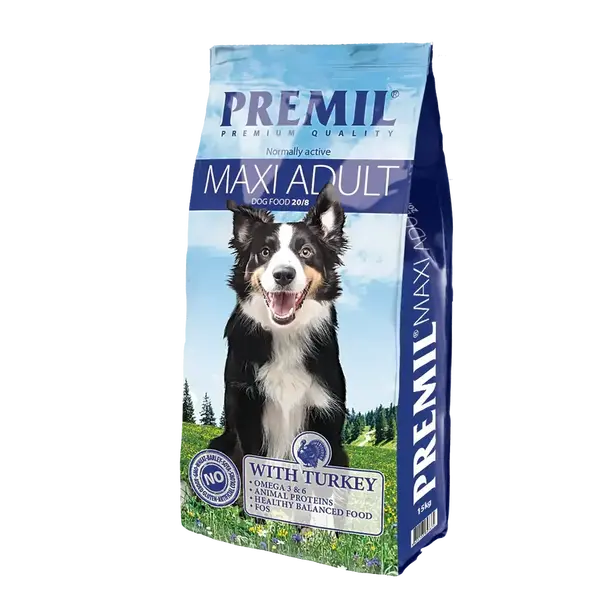 Premil Maxi Adult  -  пълноценна храна за кучета над 1 година от средни и едри породи с пилешко месо  - 15 кг