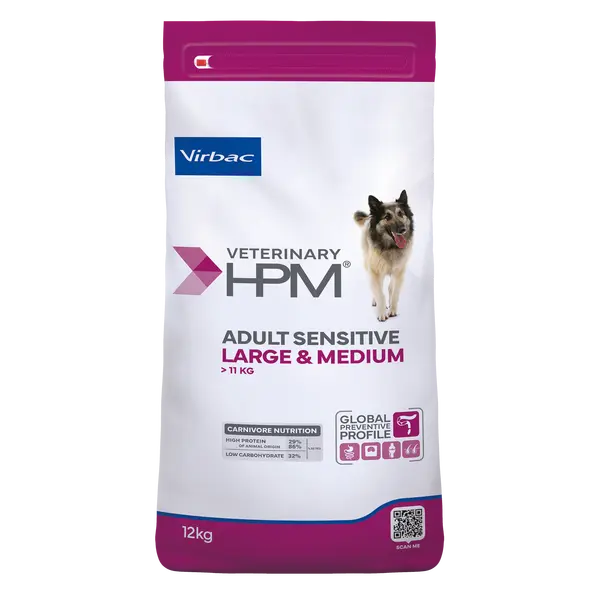 Virbac HPM Adult Sensitive Large&Medium Dog - за кучета с чувствителен стомах от средни и едри породи - 12 кг