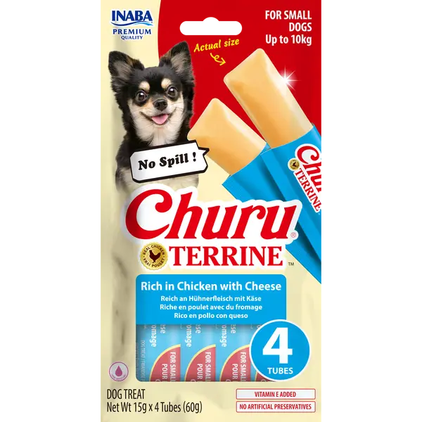 Churu Terrine - Лакомство за кучета  от дребни породи с пиле и сирене 4 х 15 г