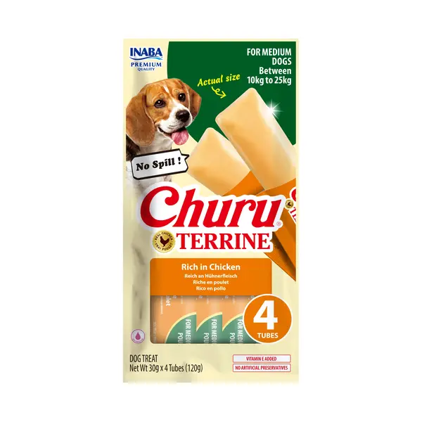Churu Terrine - Лакомство за кучета  от средни породи с пиле 4 х 30 г