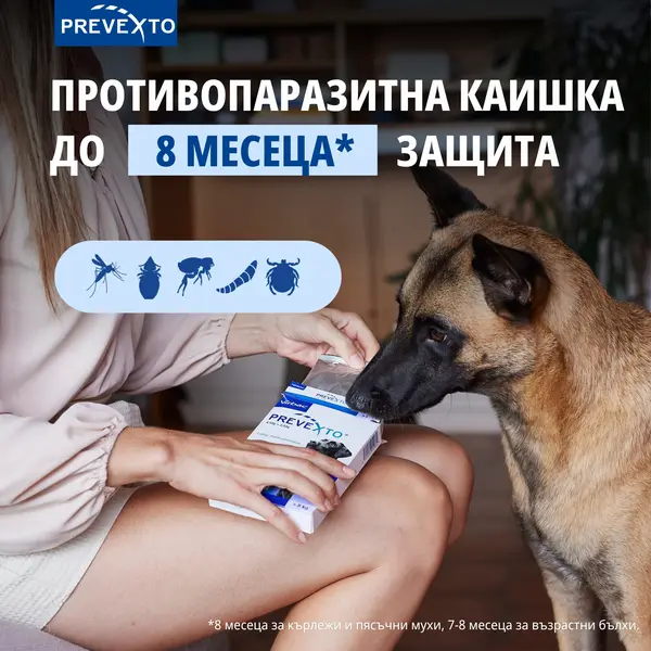Virbac PREVEXTO® - противопаразитна каишка  за големи  кучета над 8 кг