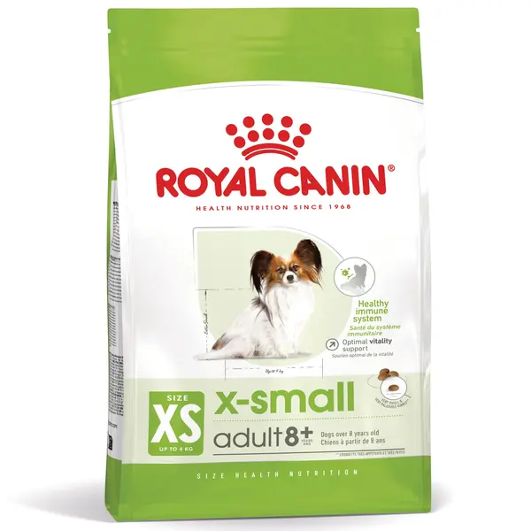 Royal Canin X-Small Adult 8+  Пълноценна суха храна за кучета от миниатюрни породи в напреднала възраст над 8 години, 1,5 кг