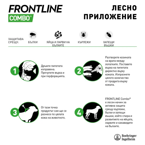 Frontline Combo Spot on M - противопаразитна пипета за кучета 10-20 кг - 2 КУТИИ х 3 ПИПЕТИ