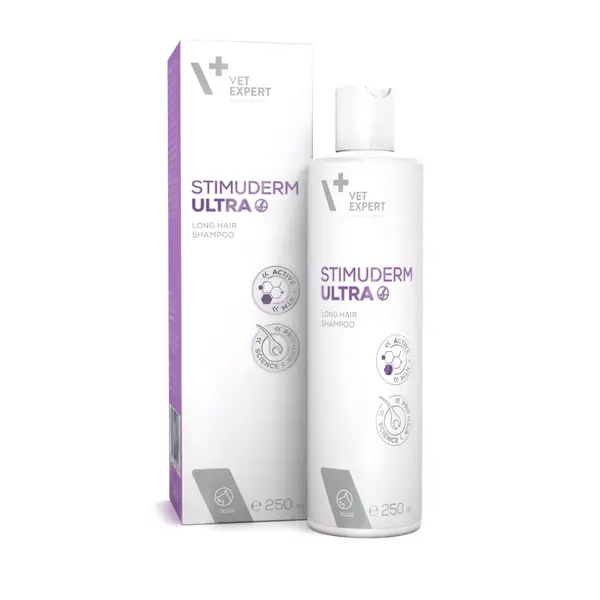Vet Expert Stimuderm Ultra Long Hair Shampoo - Шампоан за за дългокосмести кучета с прекомерна загуба на козина от различен произход и/или с рехава козина,  250 мл