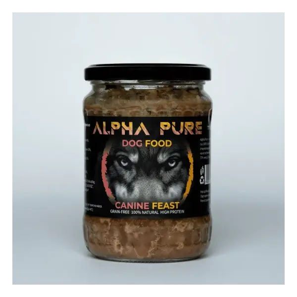 Alpha Pure - Стерилизирана храна за кучета с пилешко,свинско и зеленчуци, 8 х 500 г