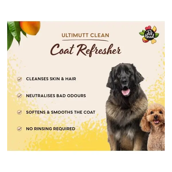 Pet Head Ultimutt Clean Coat Refresher – измиващ спрей за кучета без отмиване с тропически аромат, 300 мл