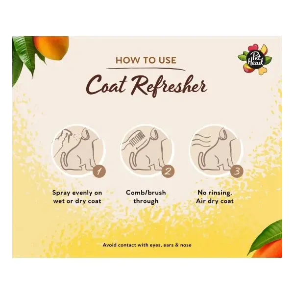 Pet Head Ultimutt Clean Coat Refresher – измиващ спрей за кучета без отмиване с тропически аромат, 300 мл