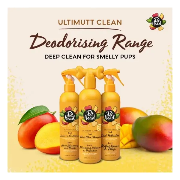 Pet Head Ultimutt Clean 3-in- Conditioner – балсам за кучета без отмиване, тройно действие: разплита, дезодорира и подхранва козината, 300 мл
