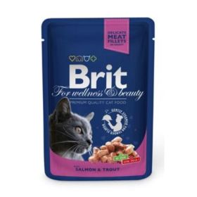 Brit Premium пауч за кокти със сьомга и пъстърва 12 бр. по 100 гр.