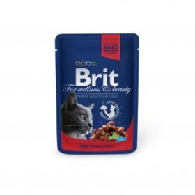 Brit Premium пауч за котки с говеждо и грах 12 бр. х 100 гр.