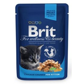 Brit Premium - пауч за подрастващи котки с пилешко - 12 бр. по 100 гр.