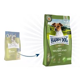 Happy Dog Supreme Mini Neuseeland - суха храна за чувствителни кучета от малки породи до 10 кг с агнешко, екстракт от зеленоуста мида, ориз и билки