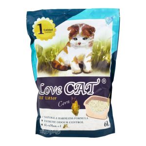 Cat Litter LOVE CAT Corn - Котешка тоалетна с аромат на царевица - 6 литра