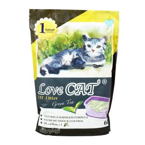 Cat Litter LOVE CAT Green Tea - Котешка тоалетна с аромат на зелен чай - 6 литра