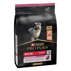 PRO PLAN Medium Puppy SENSITIVE SKIN 3 кг - суха храна за малки кученца от средни породи с чувствителна кожа с високо съдържание на сьомга