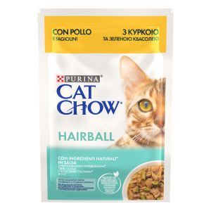CAT CHOW Hairball Control - мокра храна за котки срещу космени топки - с пиле и зелен фасул - 85g