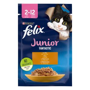 Felix Fantastic Junior - мокра храна за котенца до 1година - пауч с пиле в желе 85гр