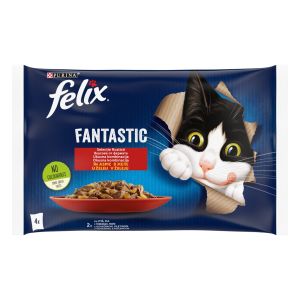 Felix Fantastic Multipack - паучове за котки с говеждо/пиле в желе 4бр x 85гр