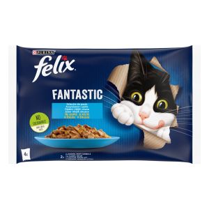 Felix Fantastic Multipack - паучове за котки със сьомга/писия в желе 4бр x 85гр