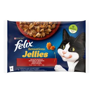 Felix Sensations - мокра храна за котки - 2 вкуса паучове месо в желе 4брх85гр