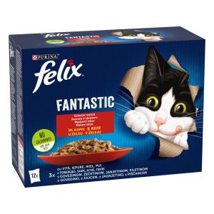 Felix Fantastic Multipack - паучове за котки с месо в желе 12бр x 85гр