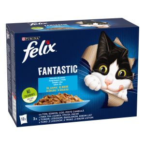 Felix Fantastic Multipack - паучове за котки с риба в желе 12бр x 85гр