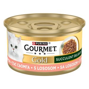 GOURMET Gold Succulent Delight with Salmon - пълноценна мокра храна за котки със сьомга 85 гр