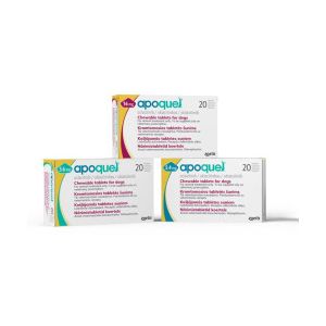 Apoquel 16 mg - 20 бр. таблетки за дъвчене за кучета за лечение на прурит (сърбеж), свързан с алергичен дерматит (възпаление на кожата)