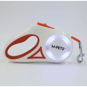 M-pets Flash Orange - Автоматичен повод с фенерче и LED светлини, 3 м, за кучета до 15 кг, оранжев