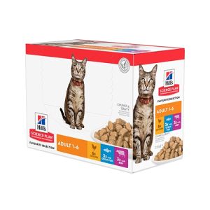 Hill's Science Plan Feline Adult Favourite Selection пауч за котка различни вкусове 12 бр. x 85 гр.