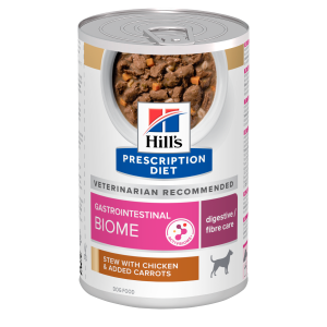 Hill’s PRESCRIPTION DIET Gastrointestinal Biome Stew - лечебна мокра храна за кучета с храносмилателни разстройства, запек, колит – консерва задушено пилешко с моркови - 0,354гр.