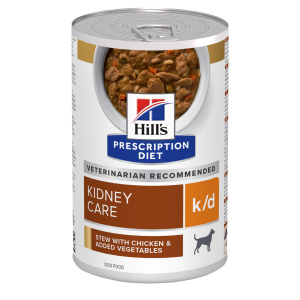 Hill's PRESCRIPTION DIET k/d Kidney Care Stew- лечебна мокра храна за кучета с бъбречна недостатъчност, консерва задушено пилешко със зеленчуци