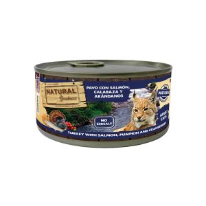 Natural Greatness Cat with Salmon and Turkey -  Мокра храна за котки със Сьомга и Пуйка, тиква и боровинки, консерва185 гр