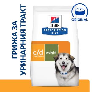 Hill's PRESCRIPTION DIET c/d + Metabolic - лечебна суха храна за кучета с наднормено тегло и уринарни проблеми 10+2 кг