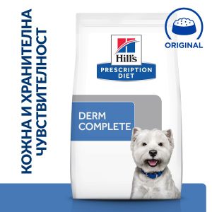 Hill's PRESCRIPTION DIET Derm Complete Mini - лечебна суха храна за кучета с хранителни алергии и алергии от околната среда - 1 кг