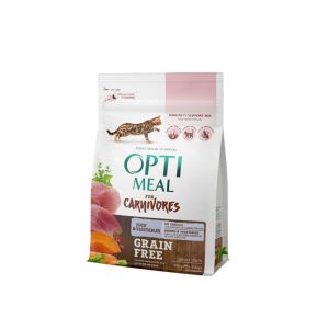 Opti Meal Cat Adult Grain Free With Duck And Vegetables - Беззърнена пълноценна суха храна за възрастни котки – патица и зеленчуци