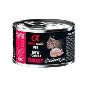 Alpha Spirit Sterilised Cat Turkey -  Мокра храна за кастирани котки с пуешко, консерва 200 гр