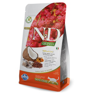 N&D Cat Quinoa Skin&Coat Herring - суха храна за котки с с херинга, киноа, кокос и куркума